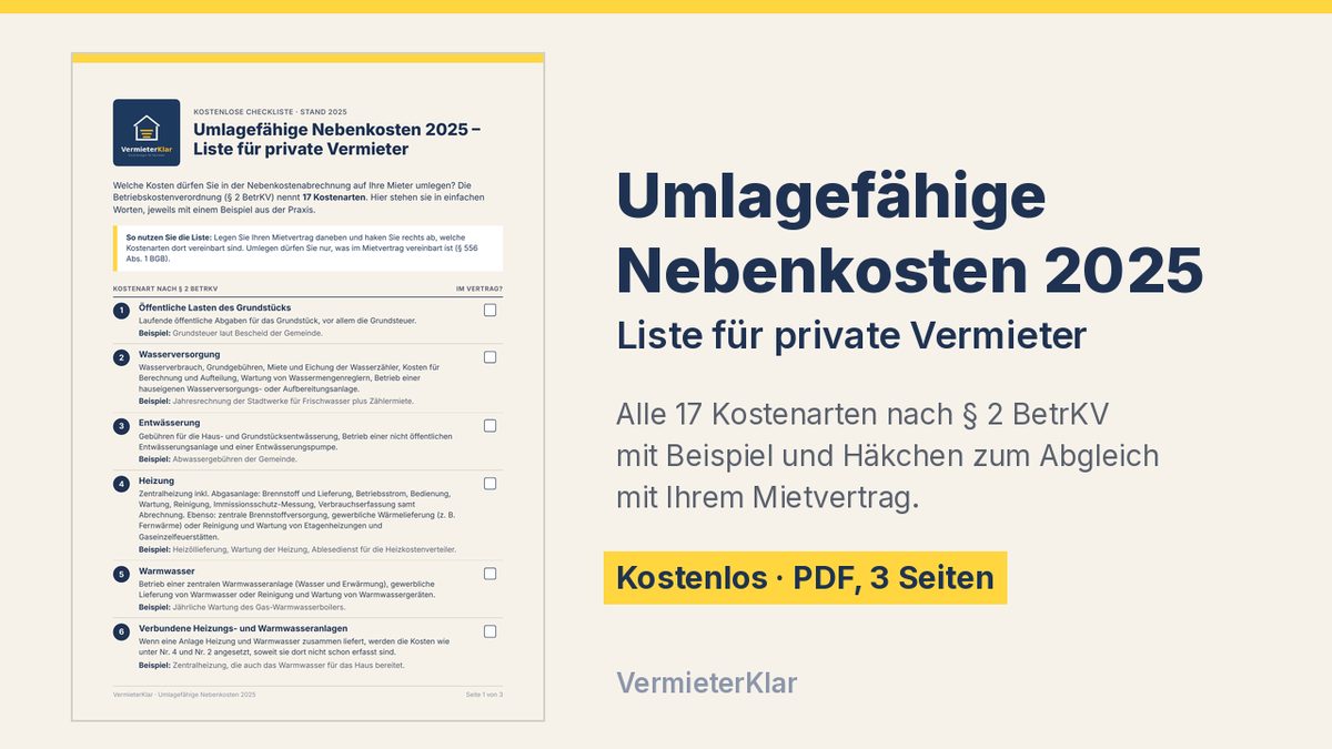 Vorschau der kostenlosen Checkliste „Umlagefähige Nebenkosten 2025“